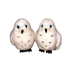Toys R Us Set of 2 White Snowy Owl Plush Animal Blue Eyes Black Feet 2015